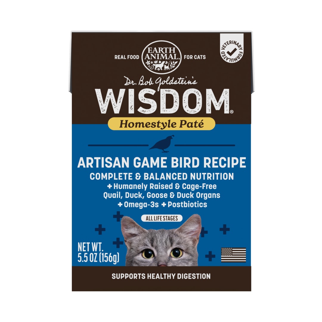 Earth Animal Wisdom Homestyle Paté Artisan Game Bird Recipe Wet Cat Food, 5.5 oz Box