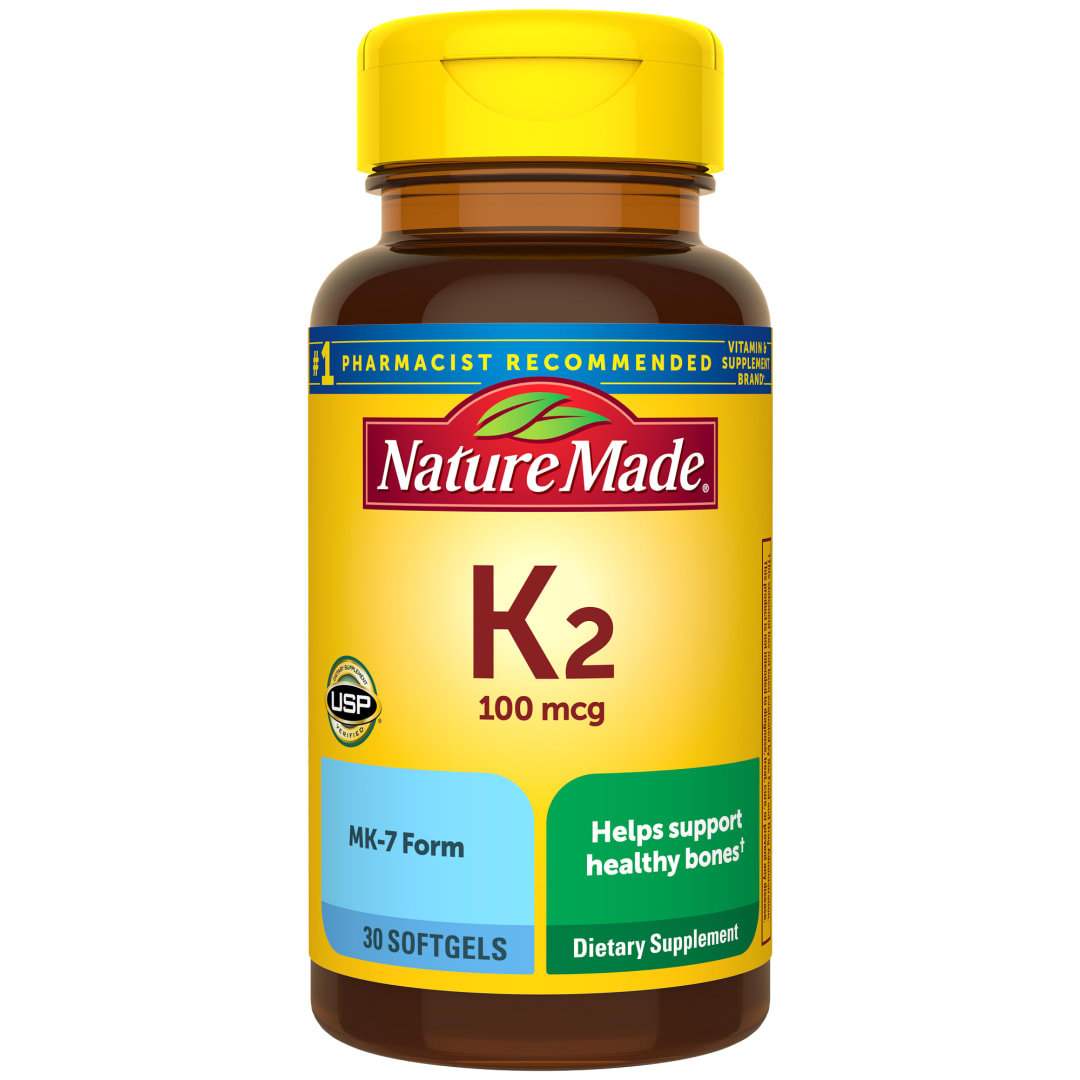 Nature Made Vitamin K2 100 mcg, Healthy Bone Supplements, 30 Softgels, 30 Day Supply