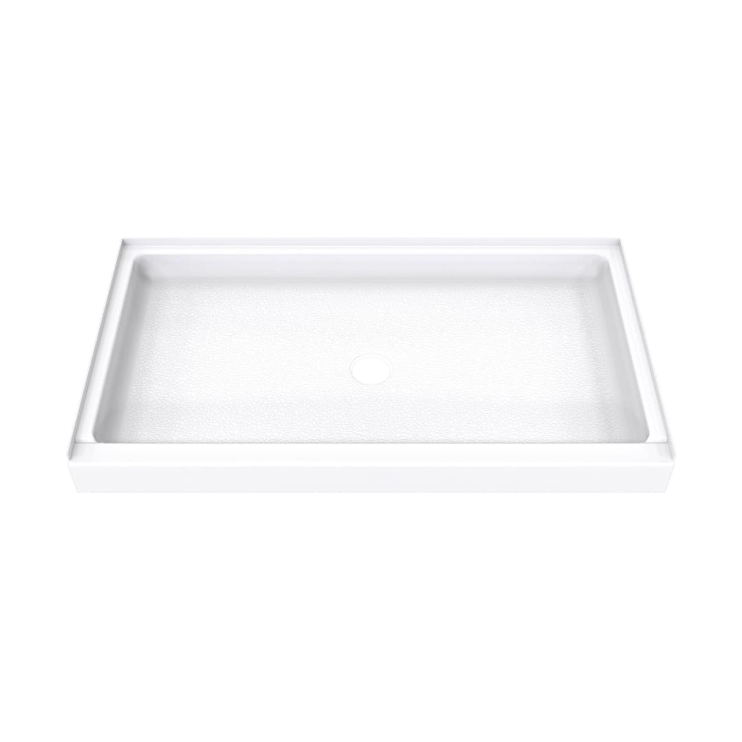 DreamLine DreamStone 34 inch D x 60 inch W x 5 1/2 inch H Center Drain Single Threshold Shower Base in White