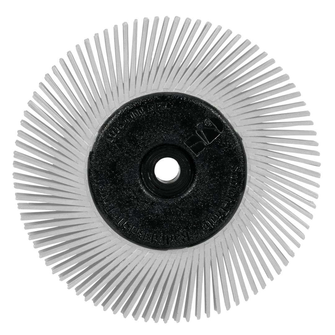 Scotch-Brite™ Hassas Radyal Bristle Fırça, PN-RB, 120+, 152,4 mm x 12,7 mm x 25,4 mm (6 inç x 1/2 inç x 1 inç), Tip A, Adaptörlü