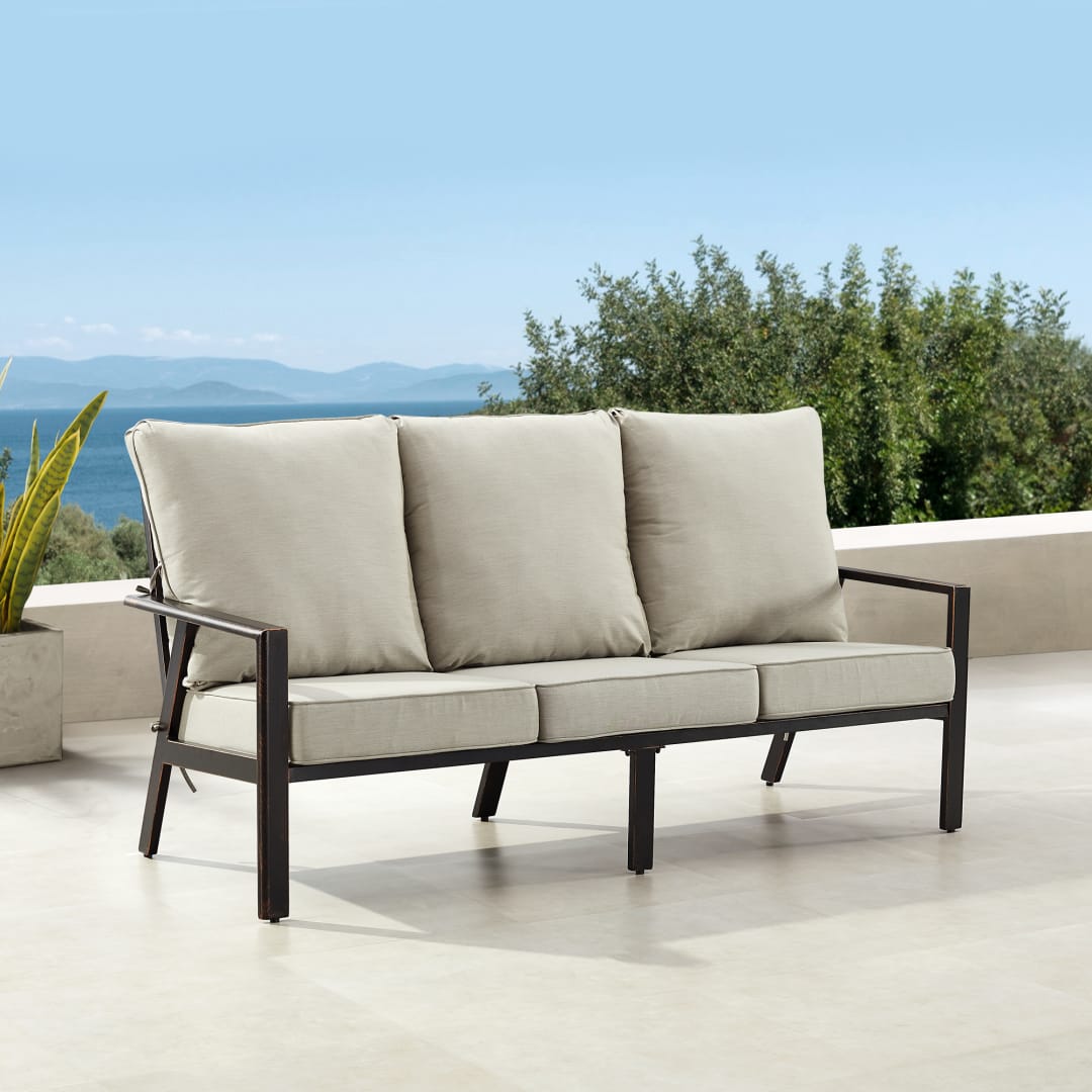 Black Aluminum Patio Deep Seating Sofa with Cushions