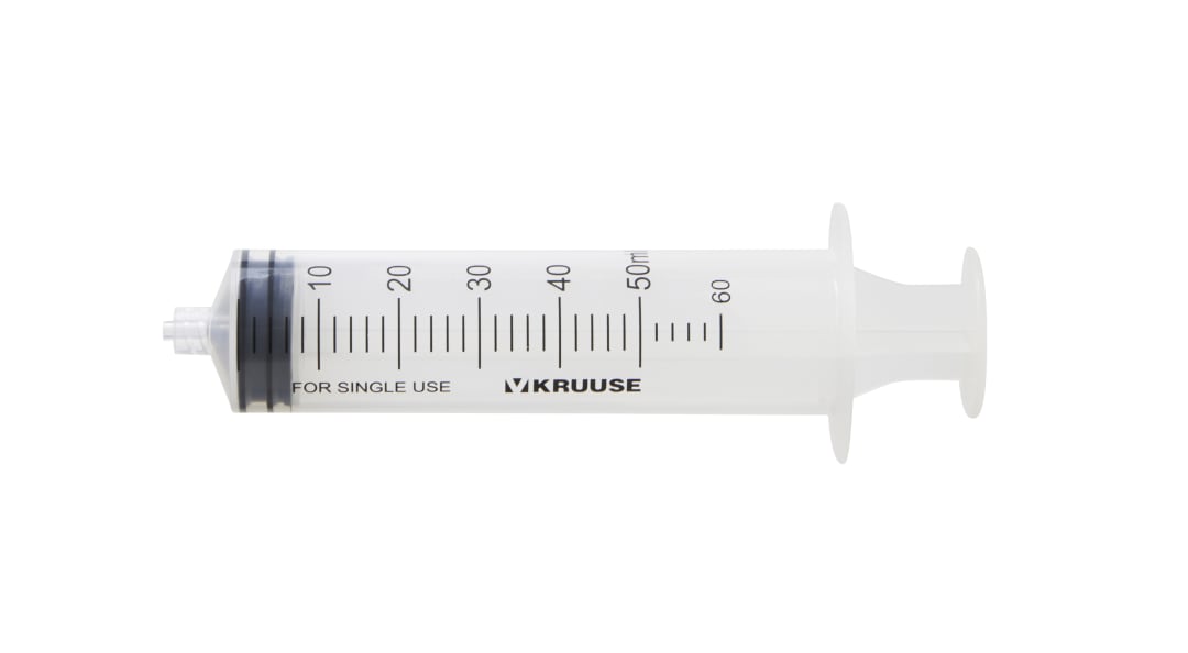 KRUUSE 3-Part Luer Lock Centric Syringe, White, 50mL, Sterile