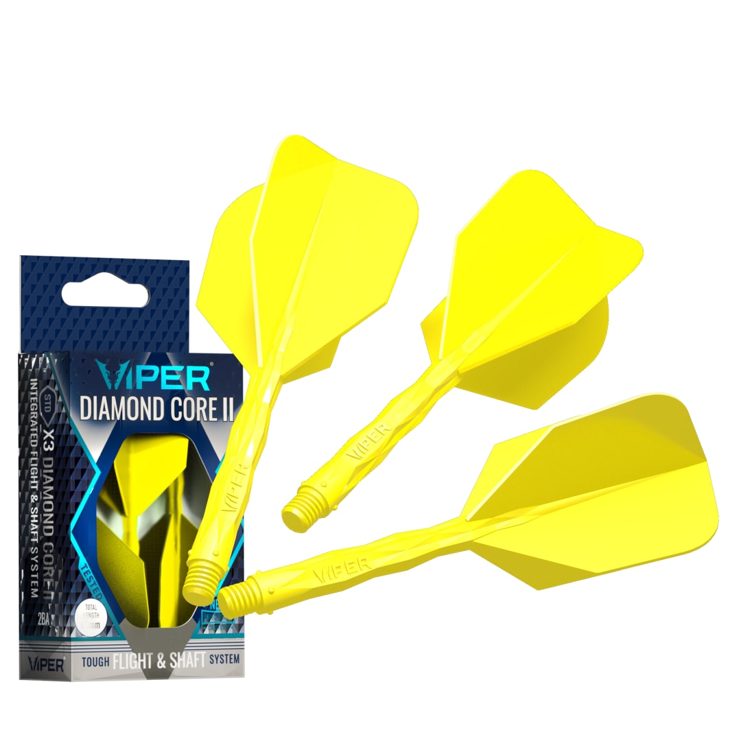 Viper Diamond Core II Integrated Dart Flight & Shaft System - Medium Shaft, Standard Flight - Neon Yellow