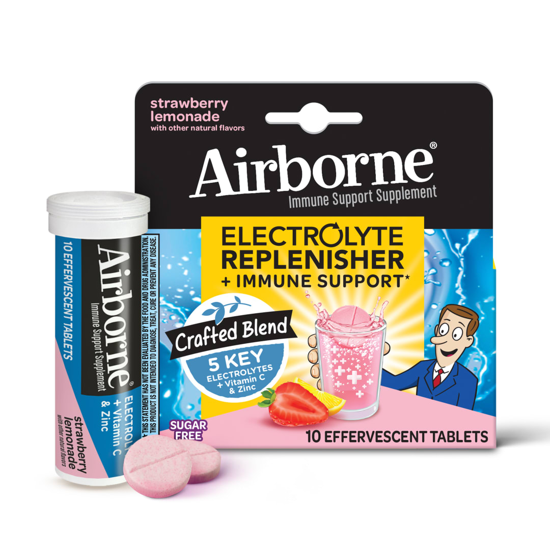 AIRBORNE® Effervescent Tablets - Electrolyte Replenisher - Strawberry Lemon 72/10 ct.