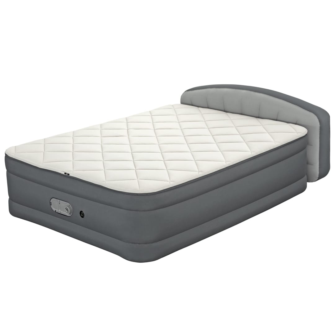 Sealy AlwayzAire Tough Guard Quilted Topper Air Mattress Queen 18" with Built-in Dual Pump and Headboard
