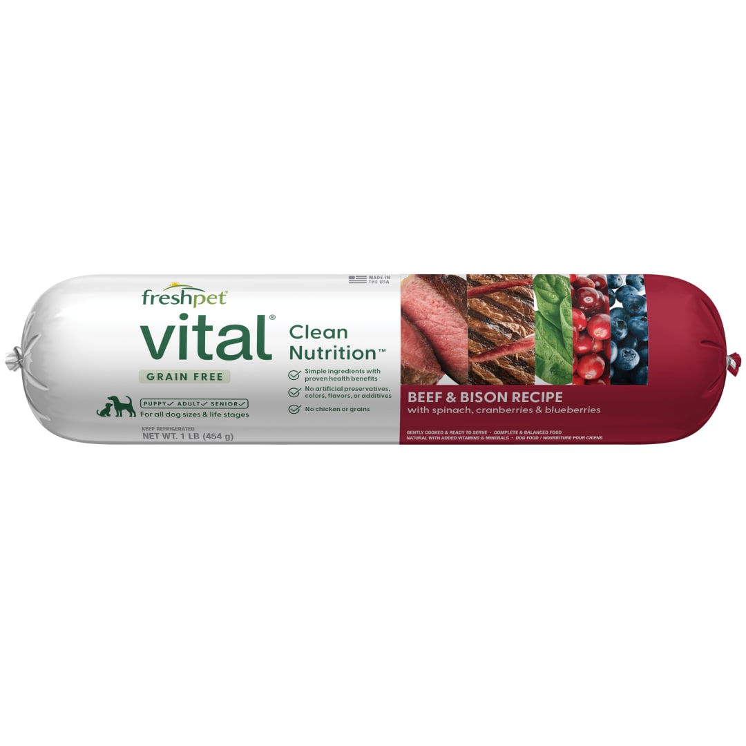 Freshpet Vital, Fresh Dog Food, Grain Free Beef & Bison Recipe Roll, 1 lb.