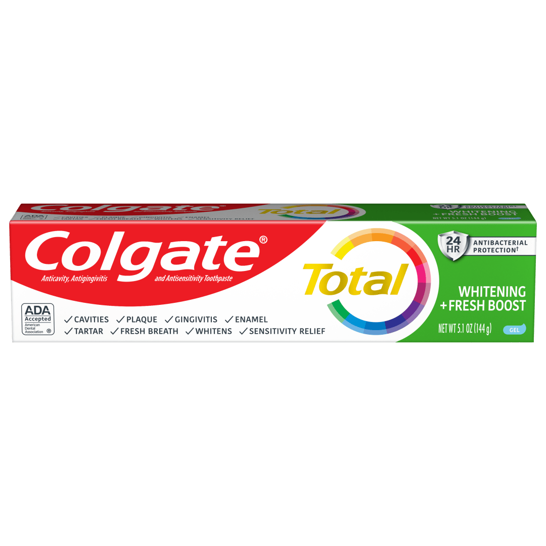 Colgate Total Whitening + Fresh Boost Toothpaste, Mint Toothpaste, 5.1 oz Tube