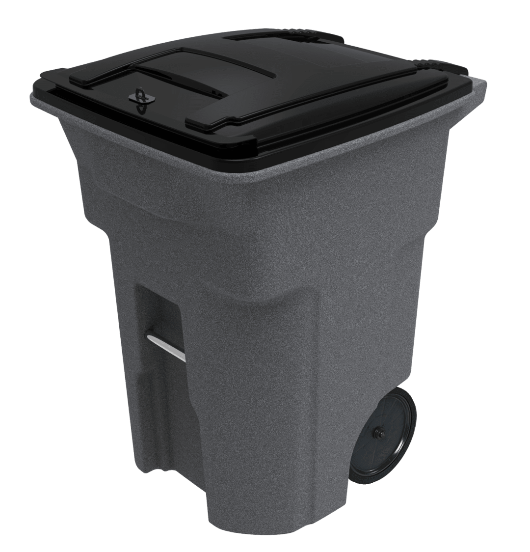Toter 96 Gal. Trash Can Graystone with Quiet Wheels and Black Locking Lid