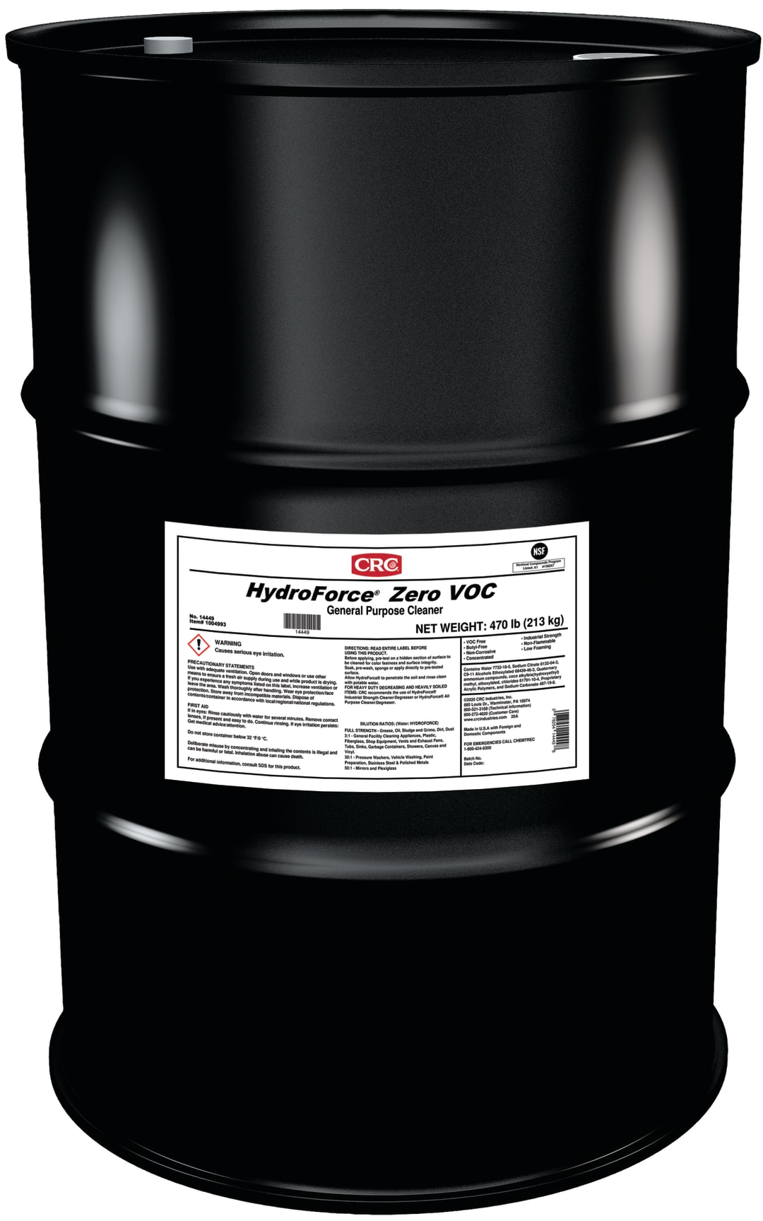 CRC HydroForce Zero VOC General Purpose Cleaner 1X55GL