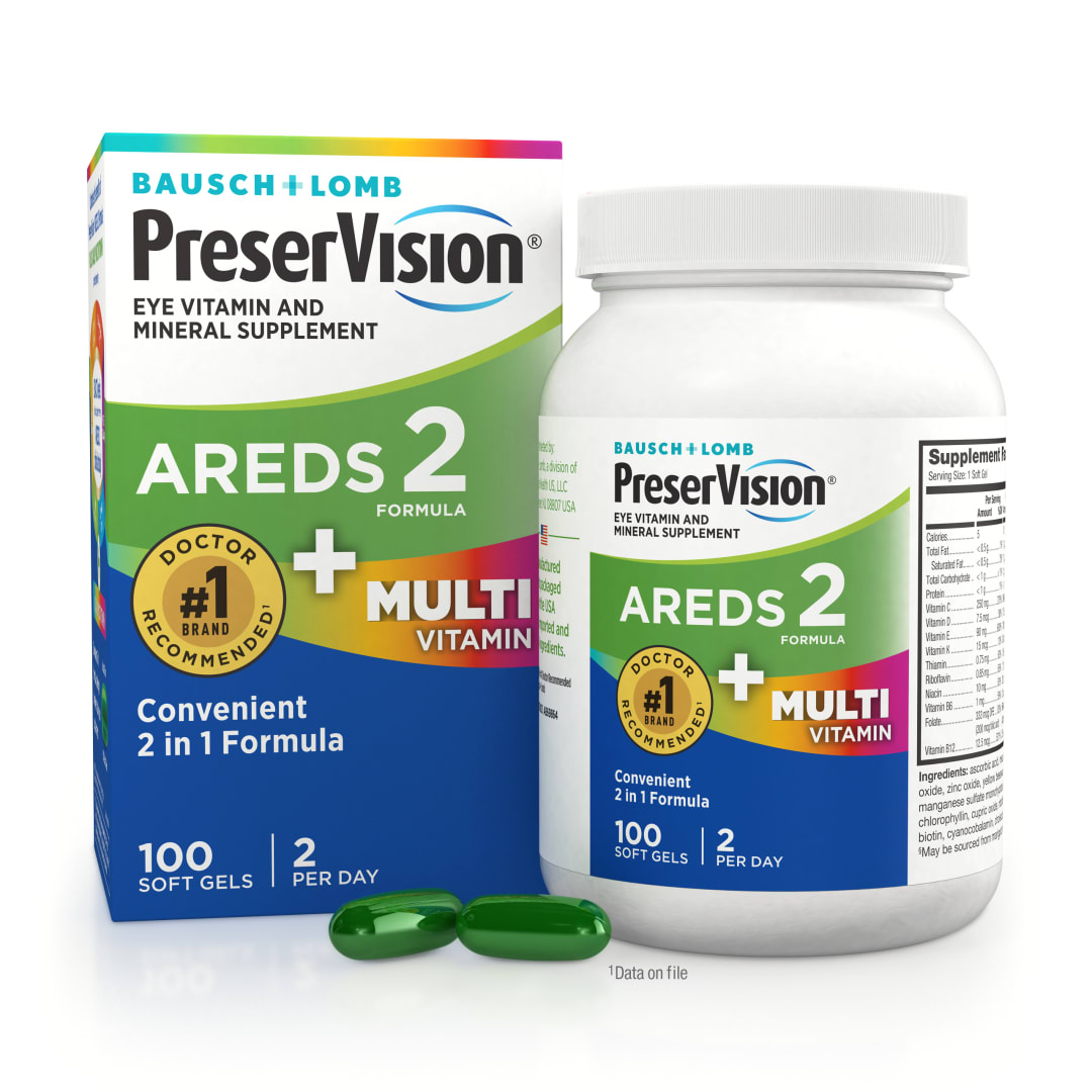 PreserVision AREDS 2 Formula + MultiVitamin Vitamin &amp; Mineral Supplement 100 ct Soft Gels
