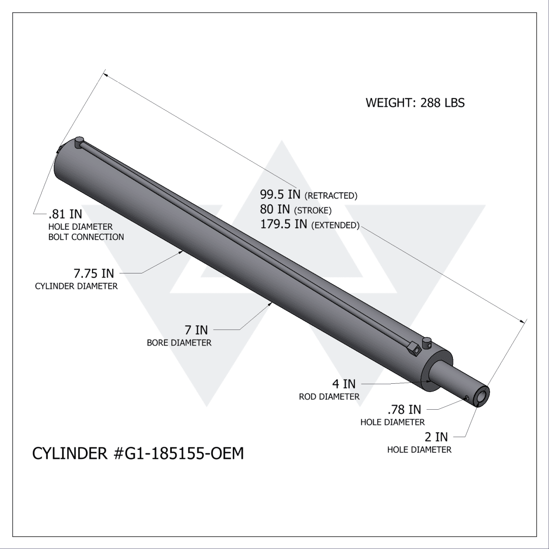 Galbreath™ OEM Double Acting Winch Cylinder (7" X 4" X 80")