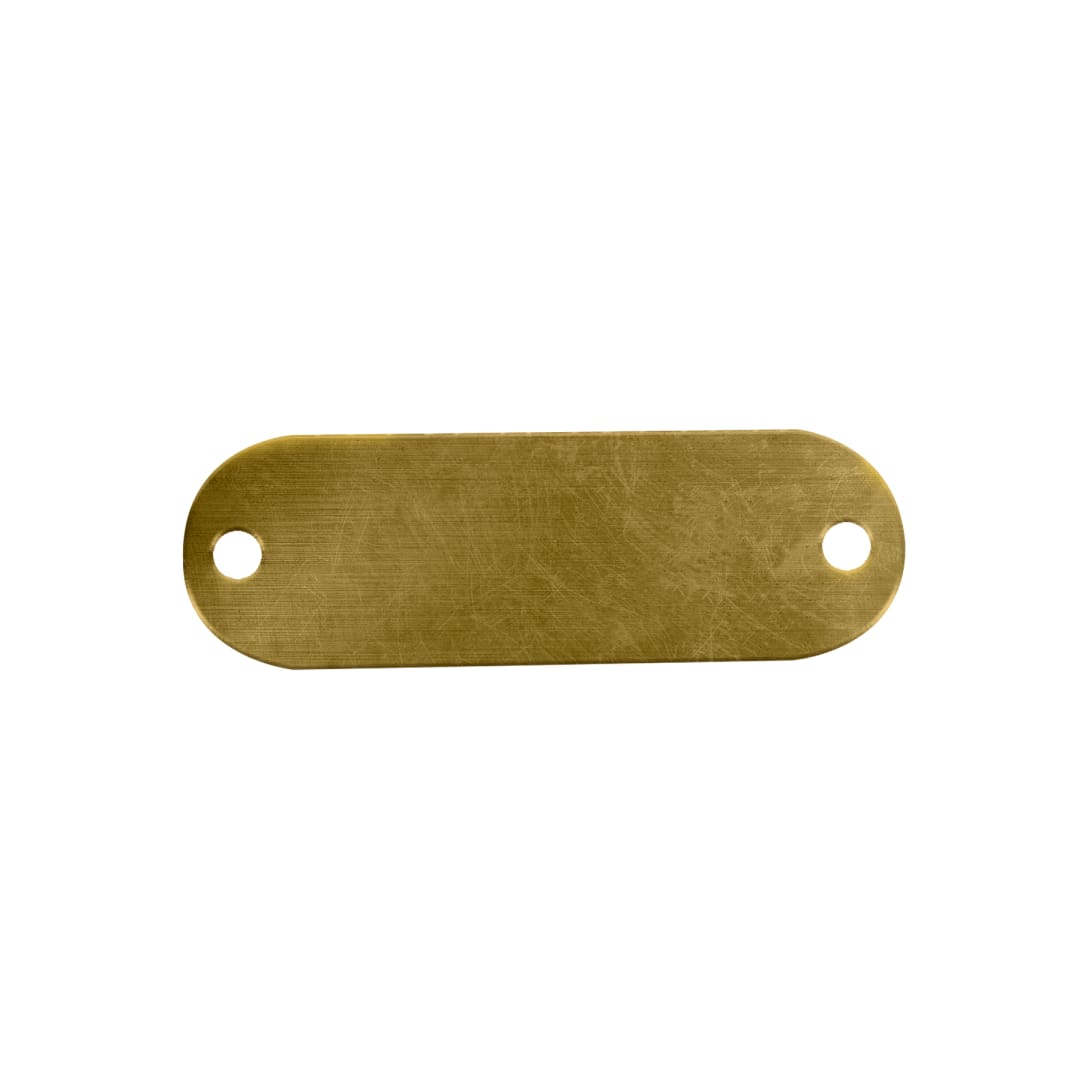 Tag-Rectangle with Rounded Ends 1" x  2-1/8" Brass 10 Pack