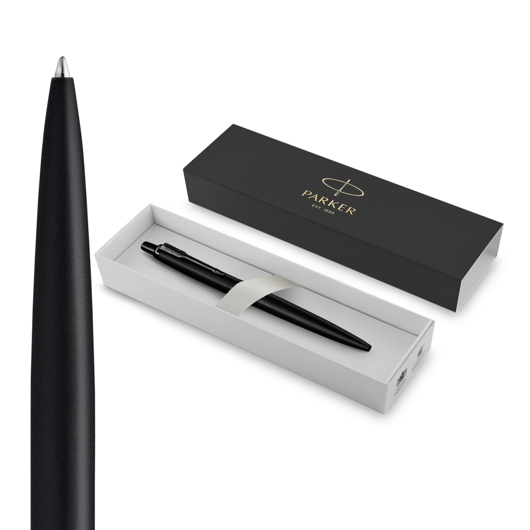 Parker Jotter Xl Bolígrafo, Negro Mate Monochrome, Punta Mediana, Tinta Azul, En Estuche De Regalo