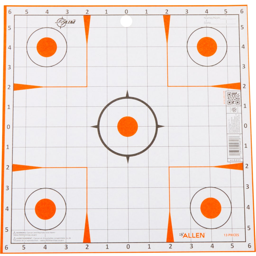 EZ Aim® Paper Sight-In Grid Shooting Targets, 12" Square, 13-Pack, White/Orange