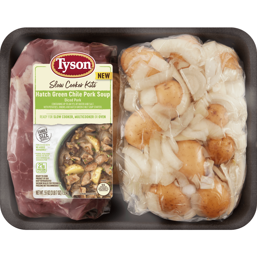 Tyson® Slow Cooker Kits Hatch Green Chile Pork Soup, Diced Pork with Potatoes, Onions and Hatch Green Chile Soup Starter, 55 oz