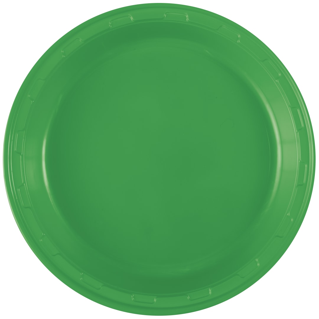 Emerald Green Solid Round 10" Plastic Dinner Plates, 50ct