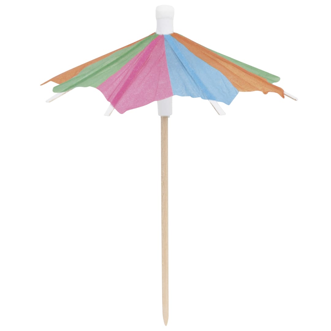 Multicolor Paper and Birch Drink Umbrellas, 25ct
