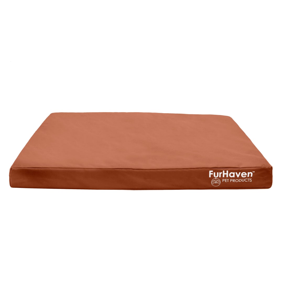 FurHaven Coated Oxford Indoor/Outdoor Deluxe Orthopedic Mattress Pet Bed, Chestnut, Large
