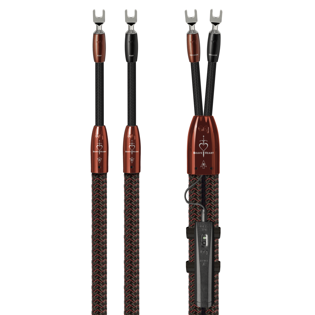 AudioQuest Brave Heart Full-Range ZERO-Tech Speaker Cable (8', 2 x Male U-Spade, Silver)