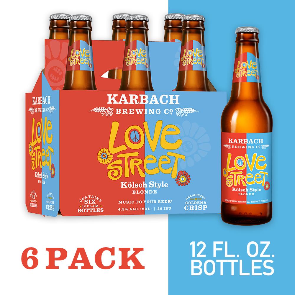Karbach Brewing Company Love Street Blonde Craft Beer, 6 Pack Beer, 12 FL OZ Bottles, 4.9% ABV