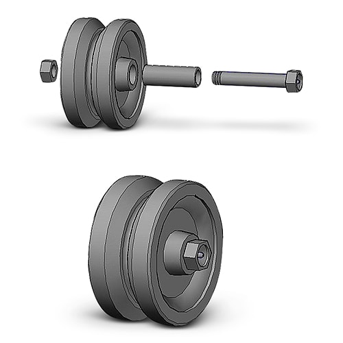 4" V-Groove Wheel Assembly (No Mounting Brackets)