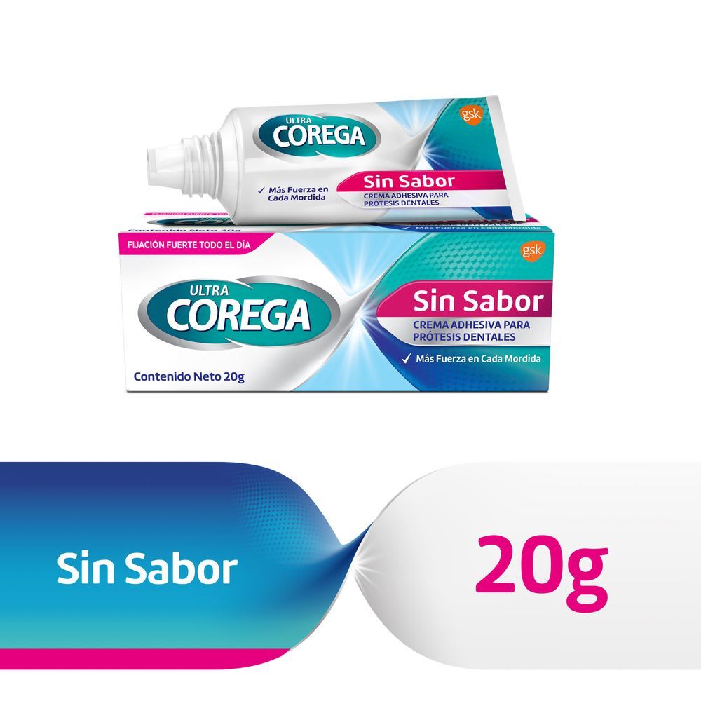 Ultra Corega Sin Sabor Crema Adhesiva para Prótesis Dentales 20g