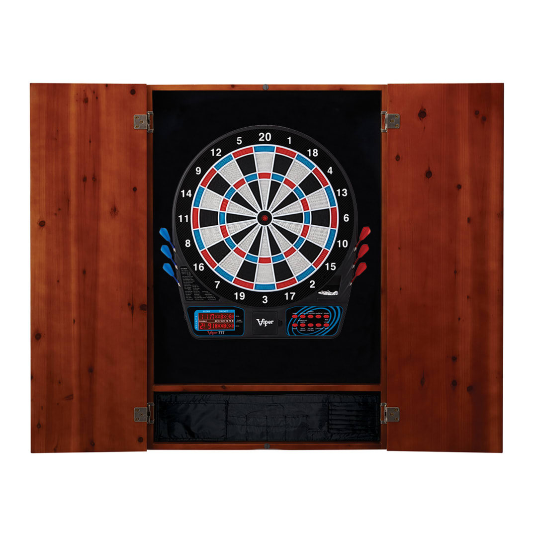 Viper Metropolitan Cinnamon Soft Tip Dartboard Cabinet and Viper 777 Electronic Dartboard