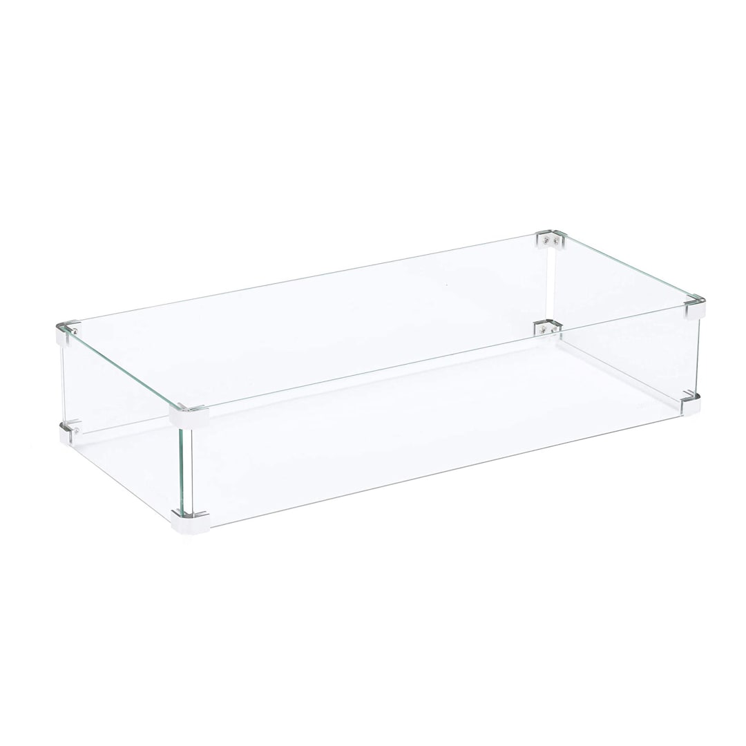 Rectangle 31.5-in X 16.9-in Tempered Glass Fire Table Windshield Flame Blocker