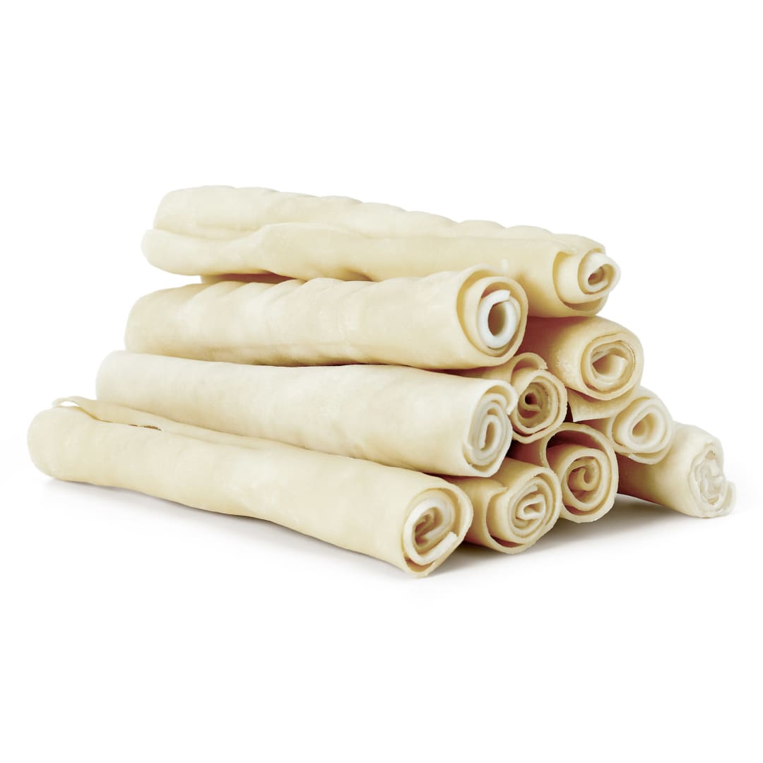 Treatly 100% USA Made Beefhide Rolls Dog Chew Treats, Large, 10 Pack