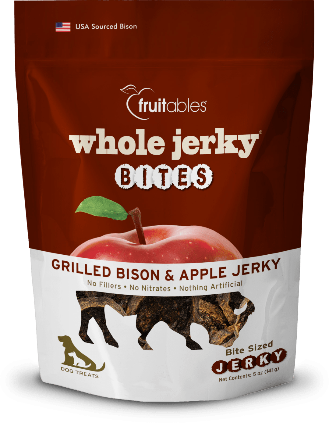 Fruitables Dog Treats – Whole Jerky Bites – Grilled Bison Dog Treats – Healthy Dog Treats – 5 Ounces