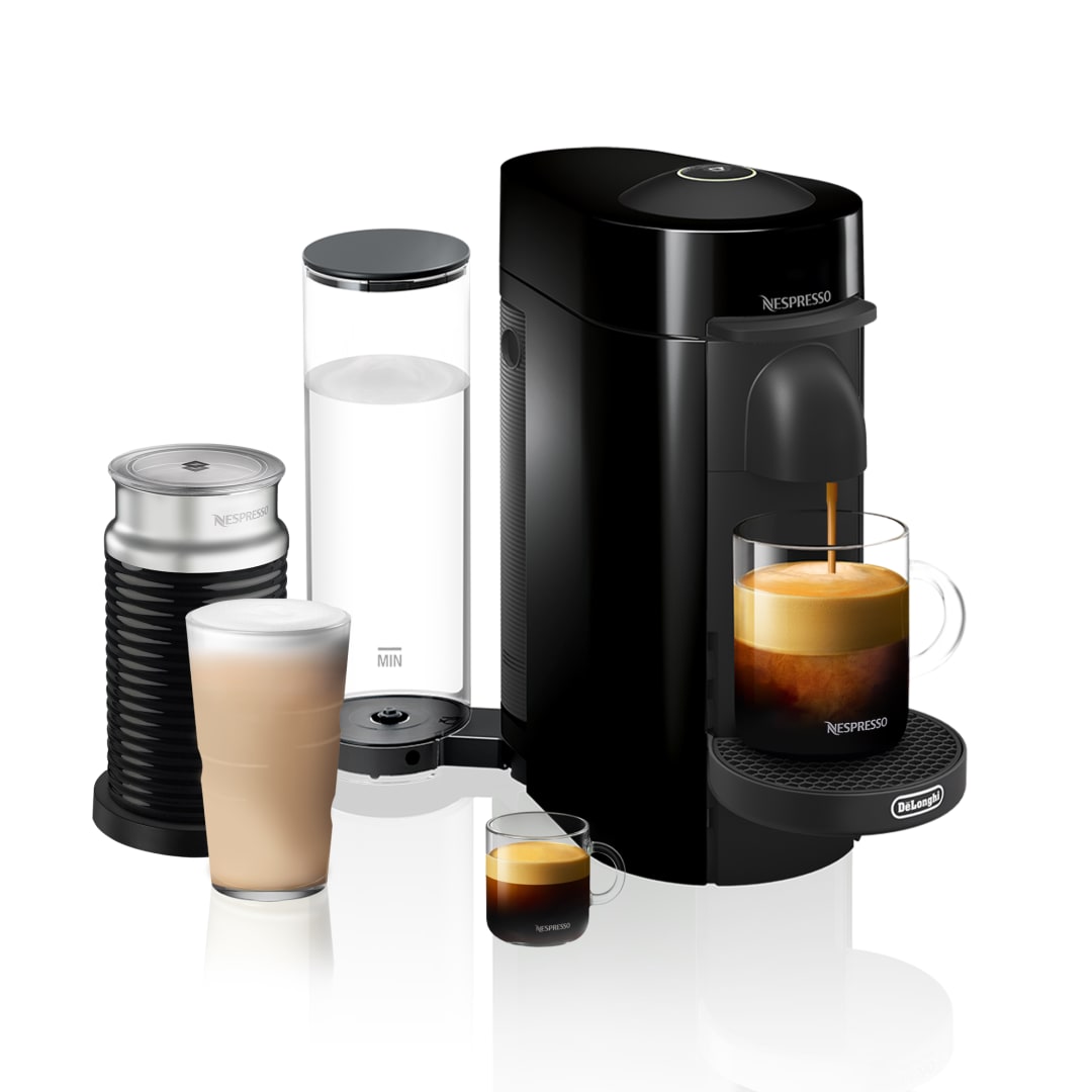 Nespresso Vertuo Plus Deluxe Coffee and Espresso Maker by De'Longhi, Ink Black with Aeroccino Milk Frother