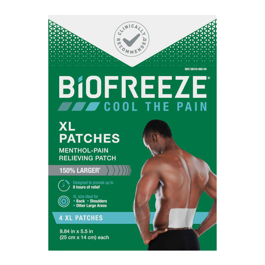 Biofreeze XL Back Pain Relief Patches, Back Knee Muscle Joint and Arthritis Pain Relievers, 4 Count