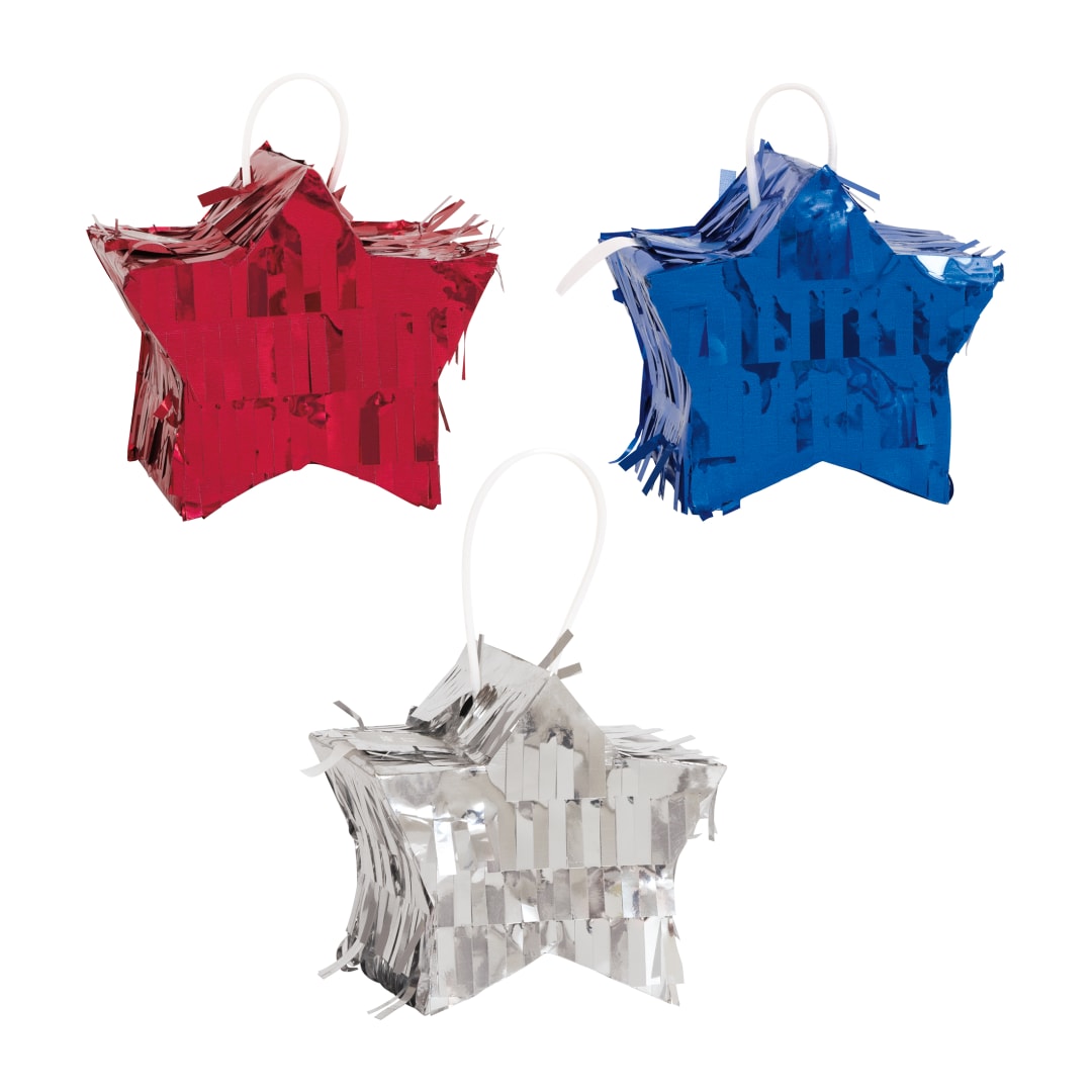 Assorted Star Shaped Mini Pinata Decorations, 3ct