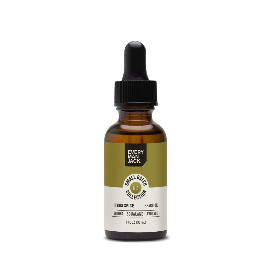 Every Man Jack Small Batch Beard Oil - Hinoki Spice Fragrance - Deeply Moisturizes and Softens Your Beard and Adds a Natural Shine - Naturally Derived with Shea Butter- 1.0-ounce