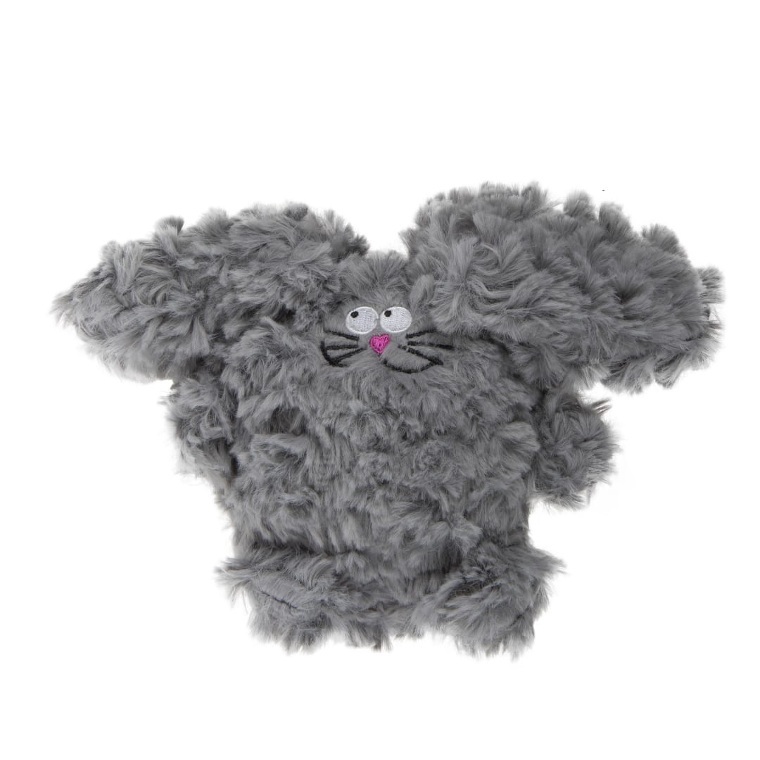 goDog PlayClean Rabbit Squeaky Plush Dog Toy with Odor-Eliminating Essential Oils With Chew Guard Technology, Gray, Small