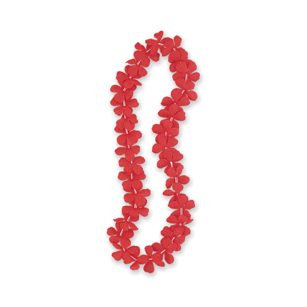 Red Flower Lei 40"