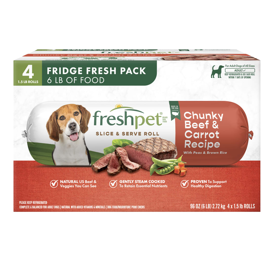 Freshpet Healthy & Natural Dog Food, Fresh Beef Roll Multipack  4 x 1.5lb