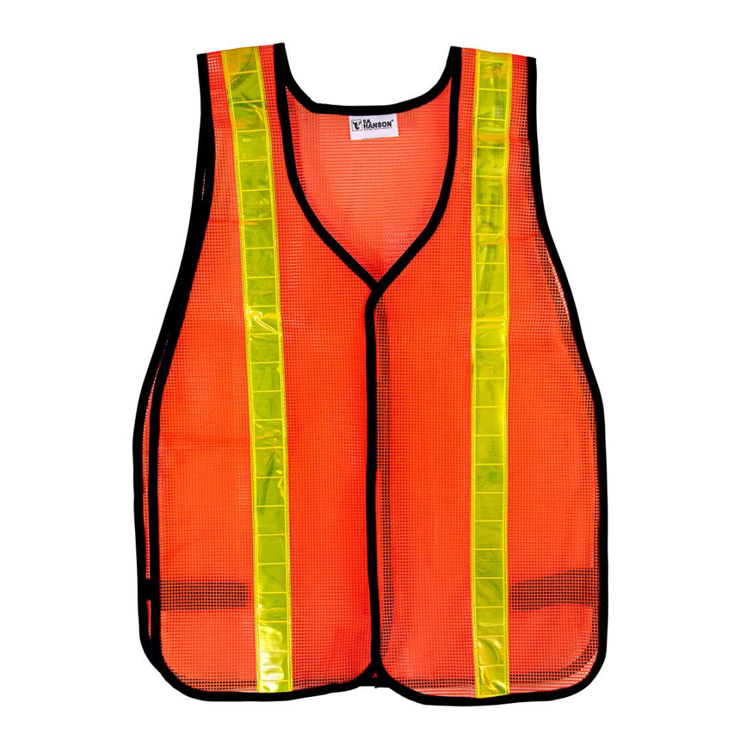 Safety Vest-Premium Orange Fluorescent Wide Stripes