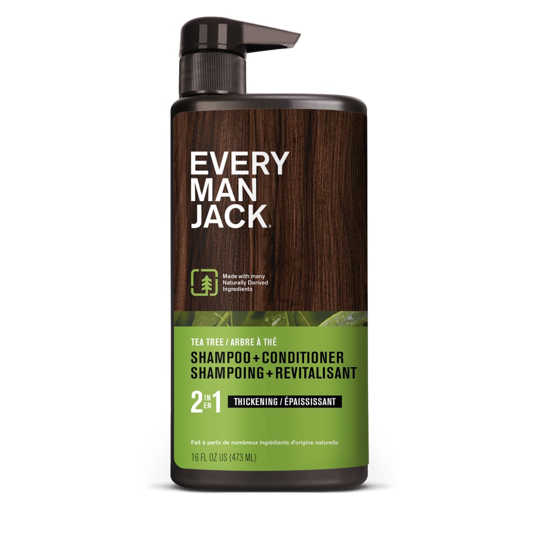 Every Man Jack Thickening Tea Tree 2-in-1 Shampoo and Conditioner for Men, Naturally Derived, 473ml
