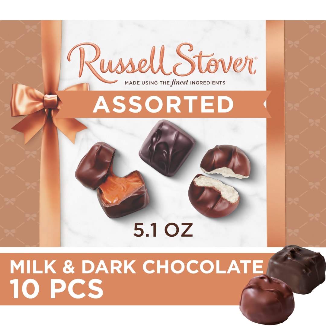 RUSSELL STOVER Assorted Milk & Dark Chocolate Candy Gift Box., 5.1 oz.