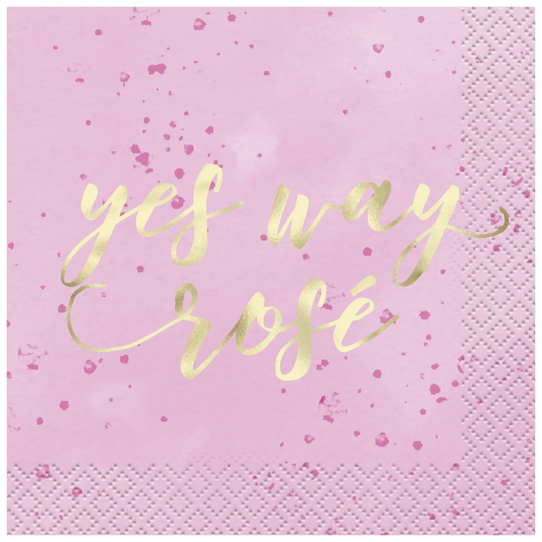 Spring Florals "Yes Way, Rosé" Beverage Napkins, 16ct - Foil Stamping