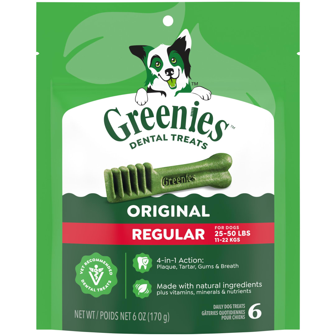 GREENIES Original Regular Natural Dental Care Dog Treats, 6 oz. Pack (6 Treats)