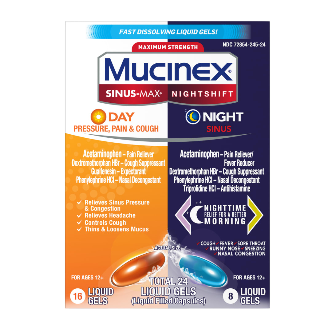 MUCINEX® SINUS-MAX® Pressure, Pain & Cough & Nightshift® Liquid Gels 24/24 ct.