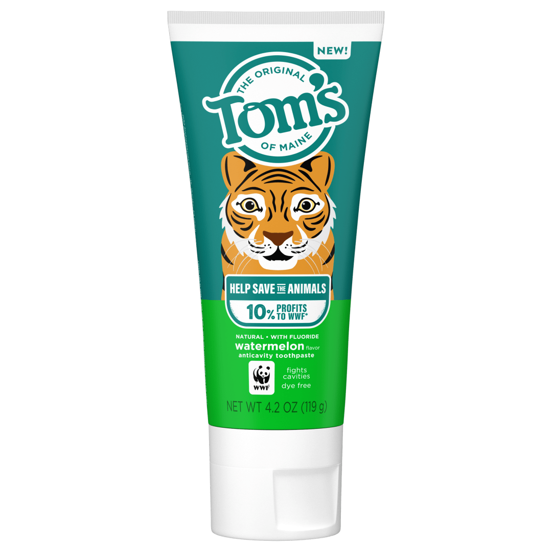 Tom's of Maine Children's Natural Anticavity Fluoride Toothpaste, Save the Animals, Watermelon, 4.2 Oz