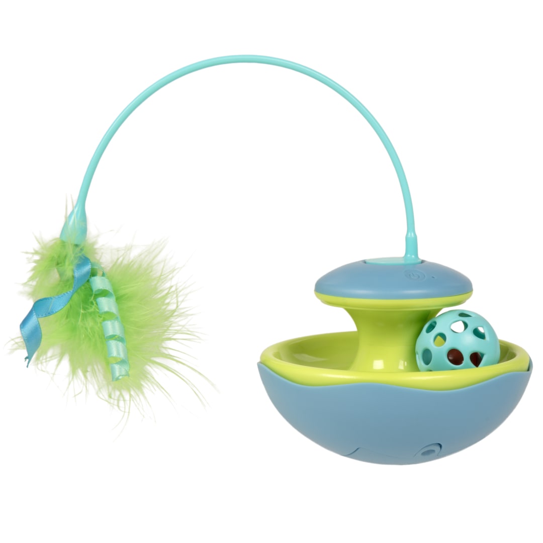 SmartyKat Track Wobbler Motion Cat Toy, Electronic Pet Toy, Blue, Small