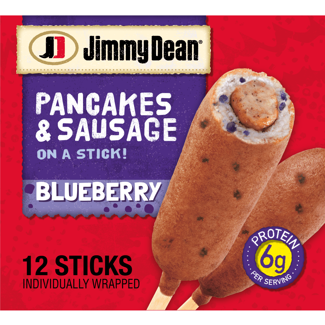 Jimmy Dean Blueberry Pancakes & Sausage on a Stick, Frozen Breakfast, 12 Count