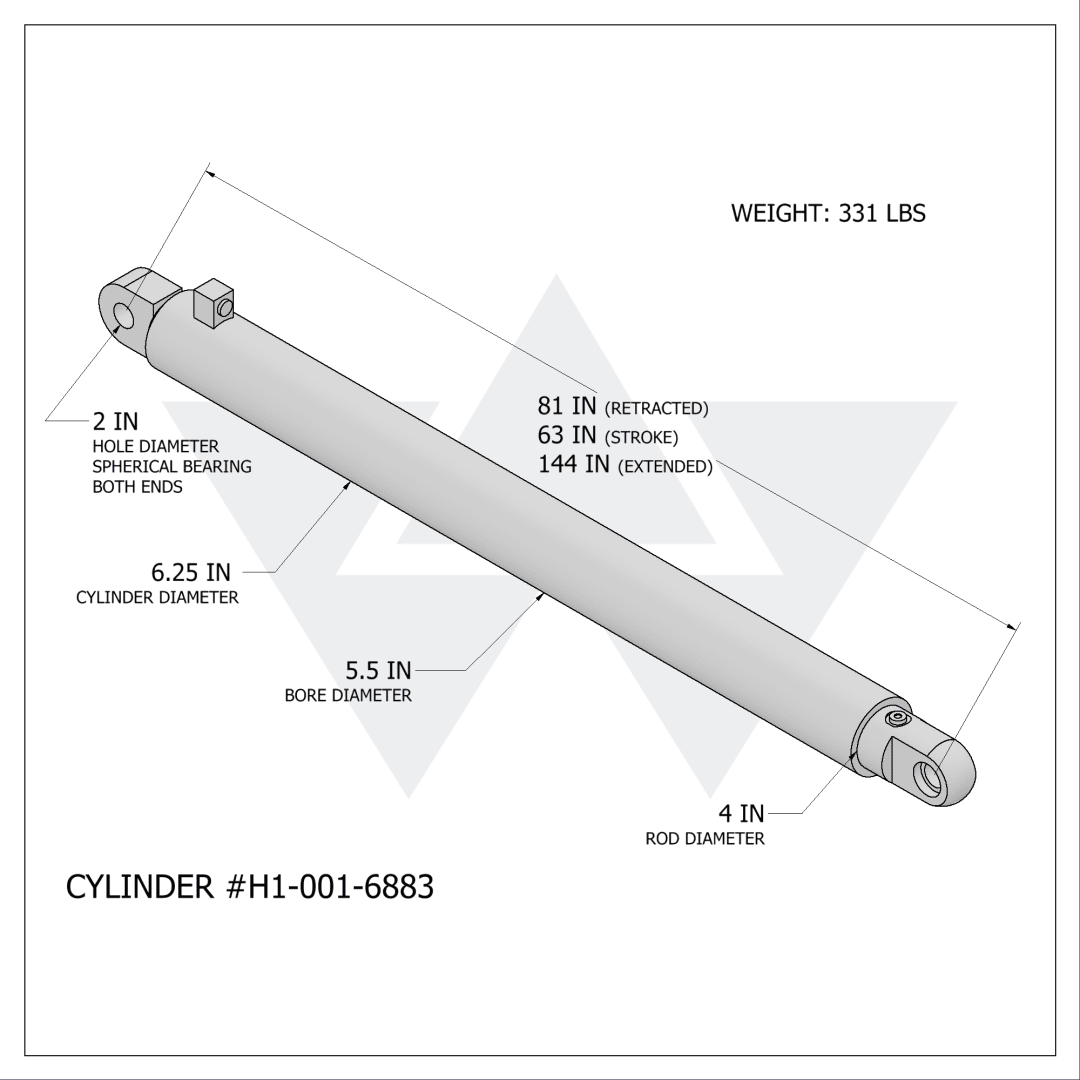 Wastebuilt® Replacement for Heil Hydraulic Pressure Dump/Packer Cylinder (5.5" X 4" X 63")