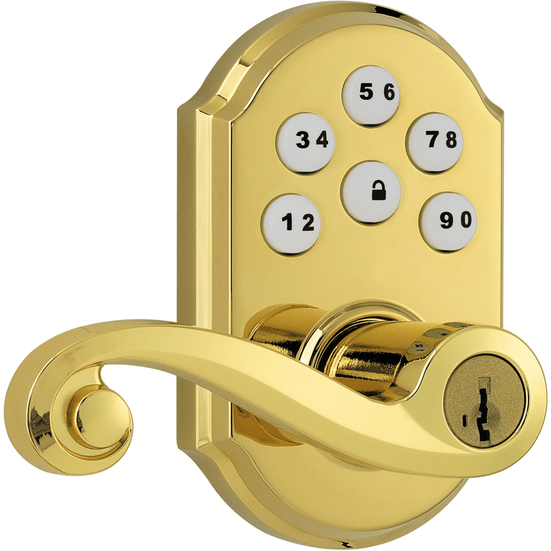 912 SmartCode® Electronic Lido Lever featuring SmartKey Security™ and ZigBee Technology in Lifetime Polished Brass