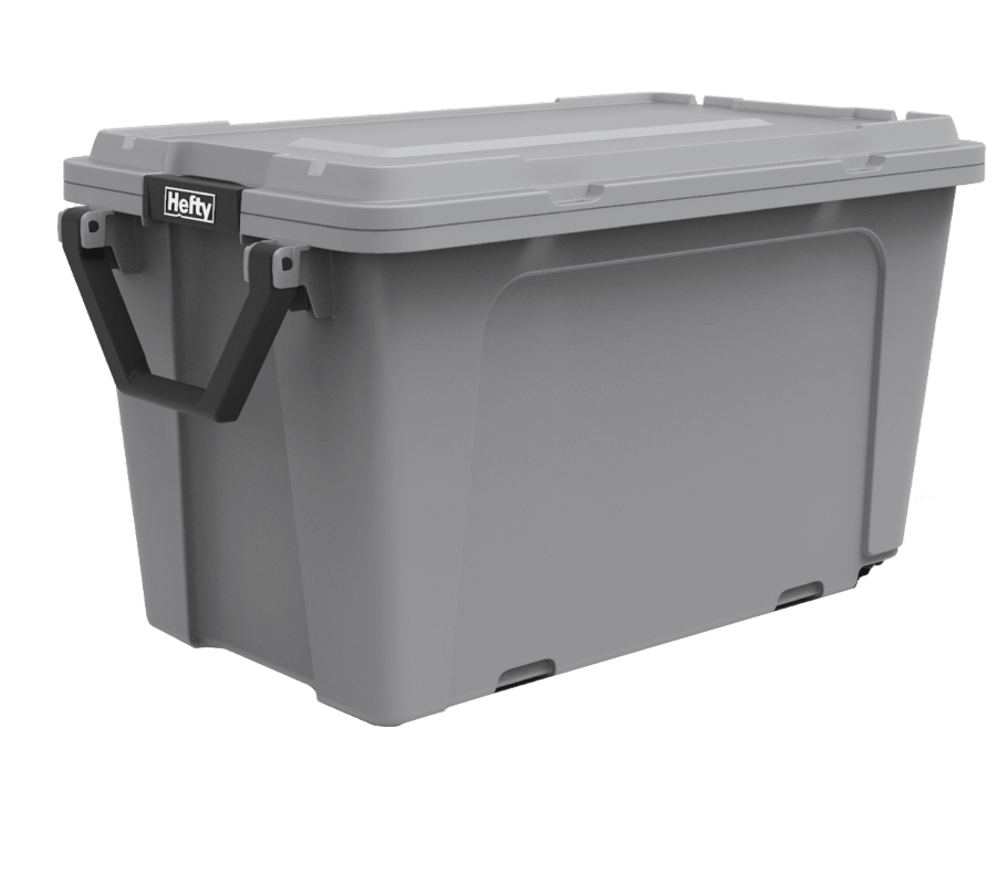 Hefty 28-gal MAX Pro Rolling Storage Tote, Gray