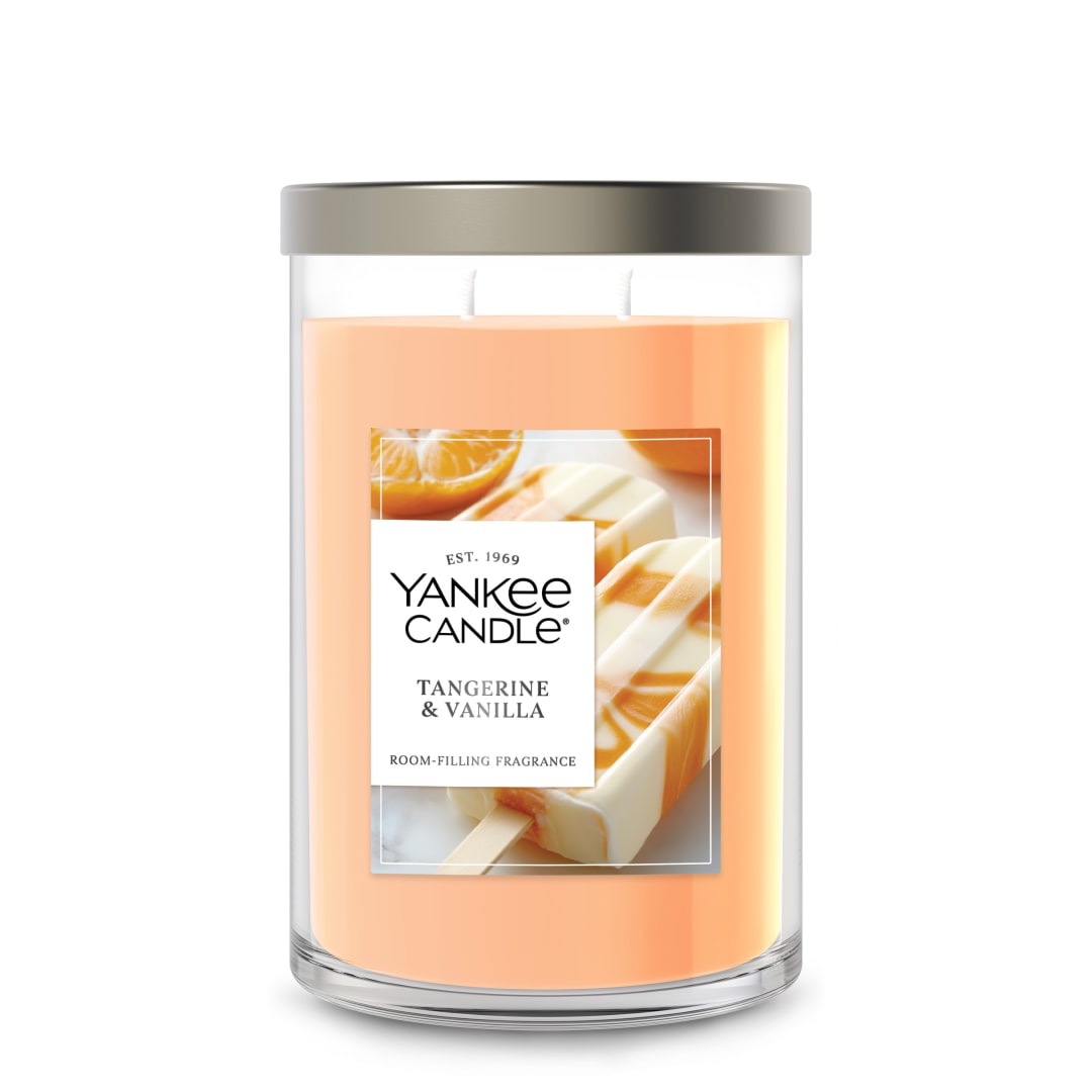 Yankee Candle® Large Tumbler Scented Candle with up to 80 Hour Burn Time, Premium Plant Wax Blend for Consistent Burn, 20 oz Tumbler Candle with Room Filling Fragrance, Tangerine & Vanilla